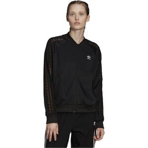Adidas Black Lace Shoulder Zip Track Athleisure Jacket